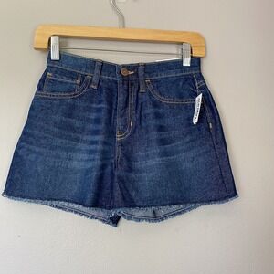 OLD NAVY Girls‎ Blue Denim Frayed Hem High Rise Adjustable Waist Shorts Size 12